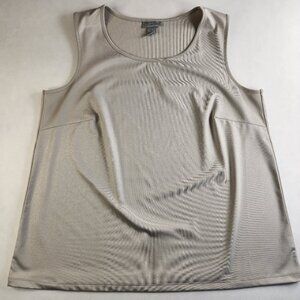 Maggie Barnes Womans 0X 14 L Large Top Silver Metallic Knit Sleeveless Sleek